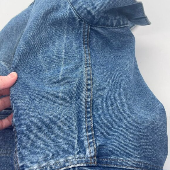 VTG 90s Gibson Guitar Men's Large Embroidered Blue Trucker Denim Jacket USA - Picture 15 of 16